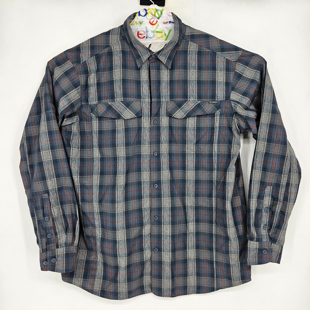 Columbia Shirt Mens XL Button Up Silver Ridge Vented Fishing Omni Shade